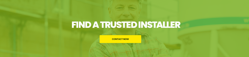 green overlay banner showing a tradesperson and the message find a trusted installer, highlighting EWI Store’s support in connecting customers with approved insulation professionals