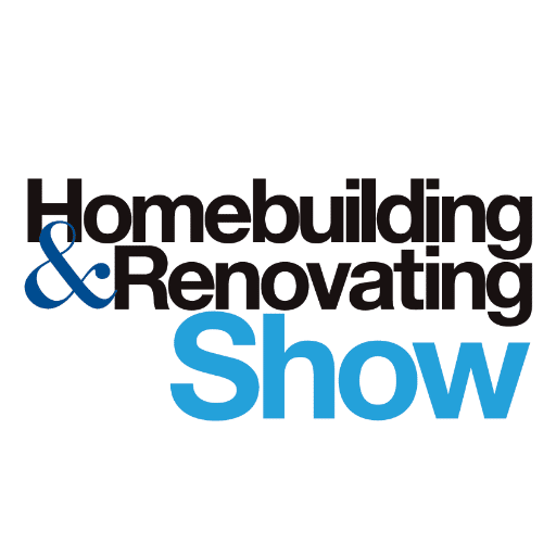 Homebuilding & Renovating Show logo featuring bold black and blue text with a modern, professional design.
