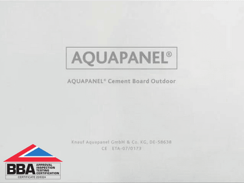 AQUAPANEL® Cement Board Outdoor by Knauf – a durable, BBA-certified substrate board ideal for external render systems and EWI applications, available at EWI Store.
