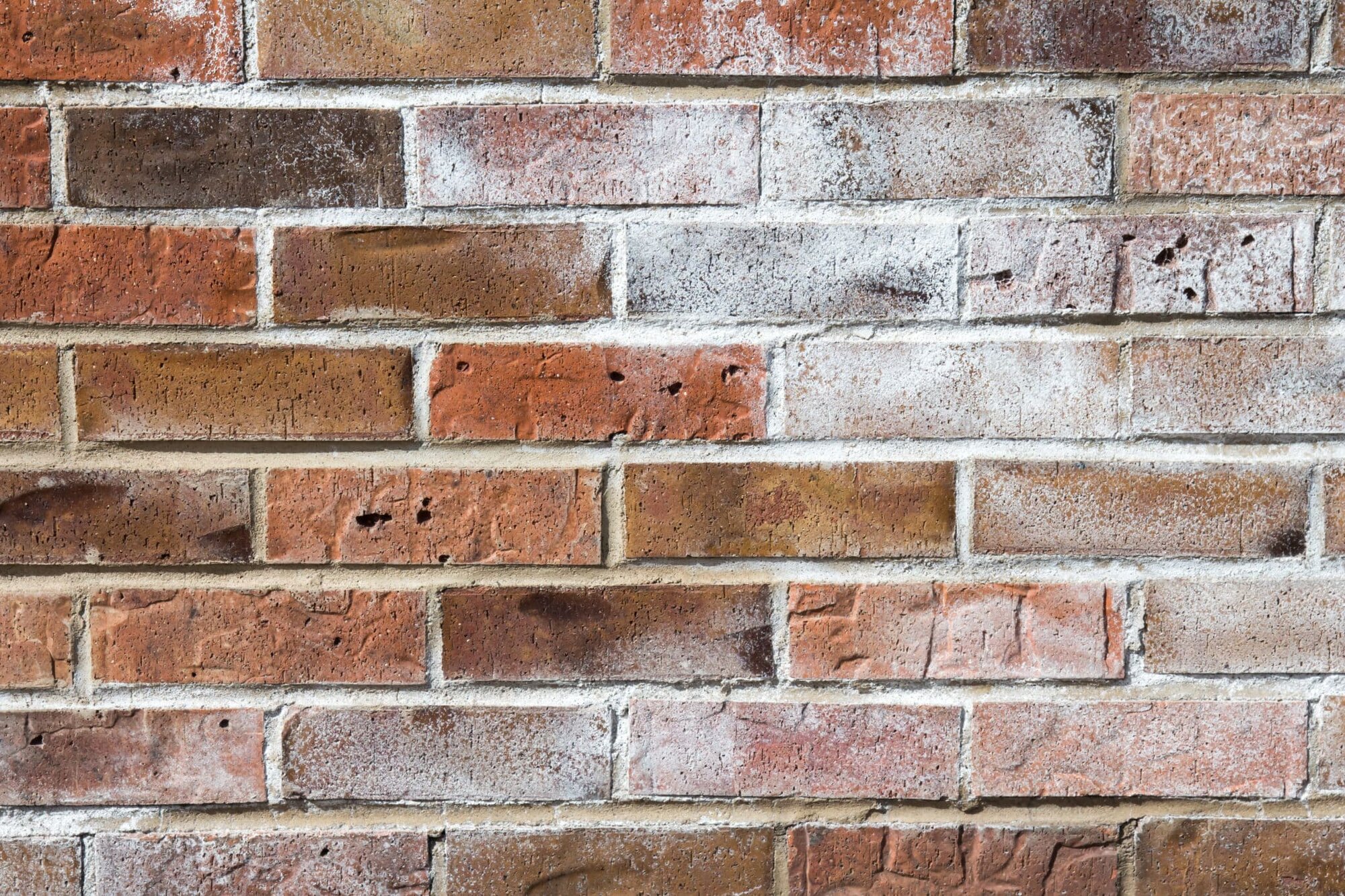 Efflorescence shown on a brick wall