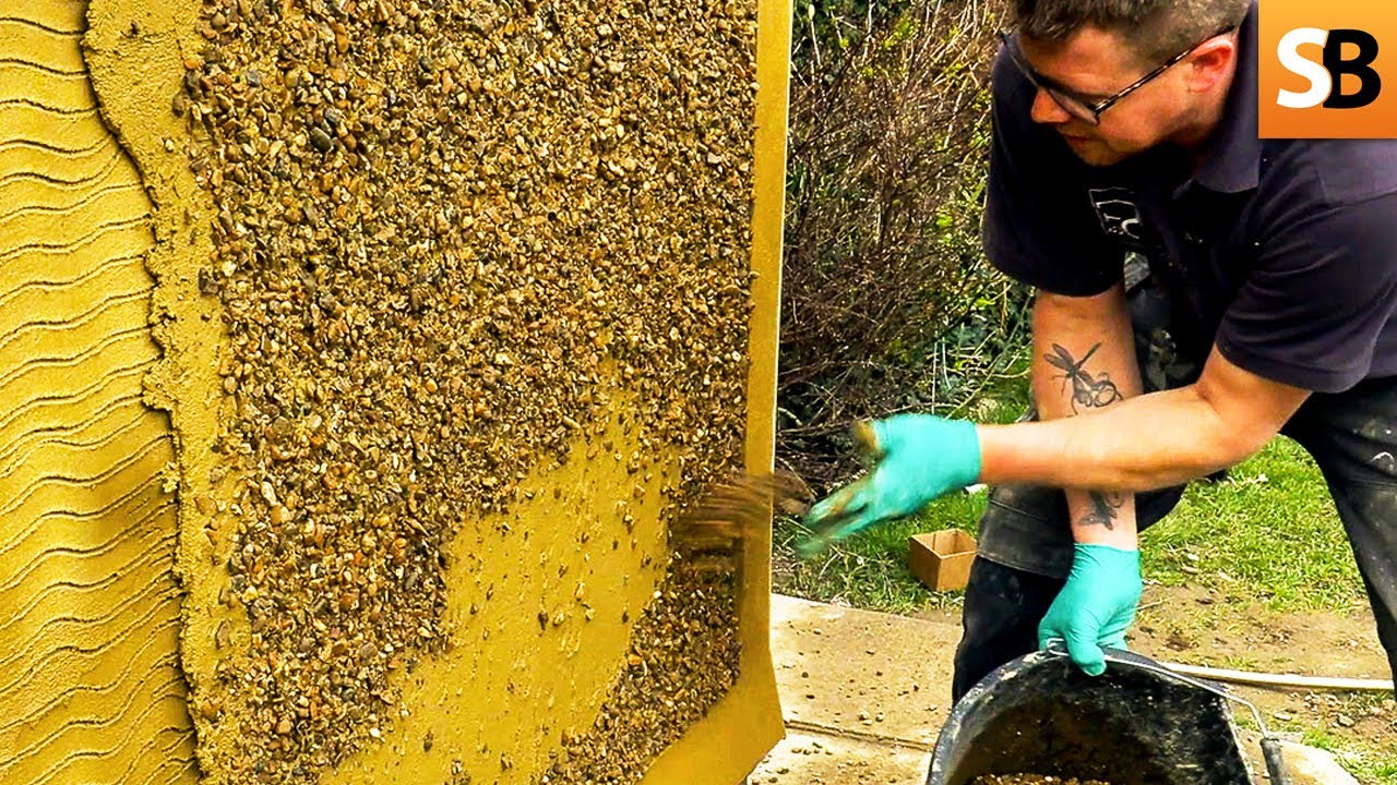 Pebbledash applied to a wall
