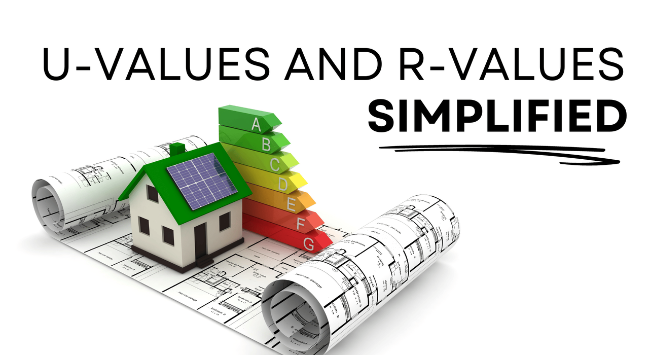 3D illustration comparing U-values and R-values for thermal efficiency. EWI Store offers insulation systems that lower U-values, helping improve building energy ratings and reduce heating costs. Invest in thermal performance with trusted EWI solutions.