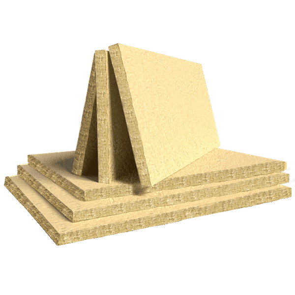 Close-up of mineral wool insulation boards stacked and angled to show depth and texture. Available from EWI Store, mineral wool offers excellent fire resistance and acoustic insulation, making it ideal for external wall insulation systems in both residential and commercial applications.