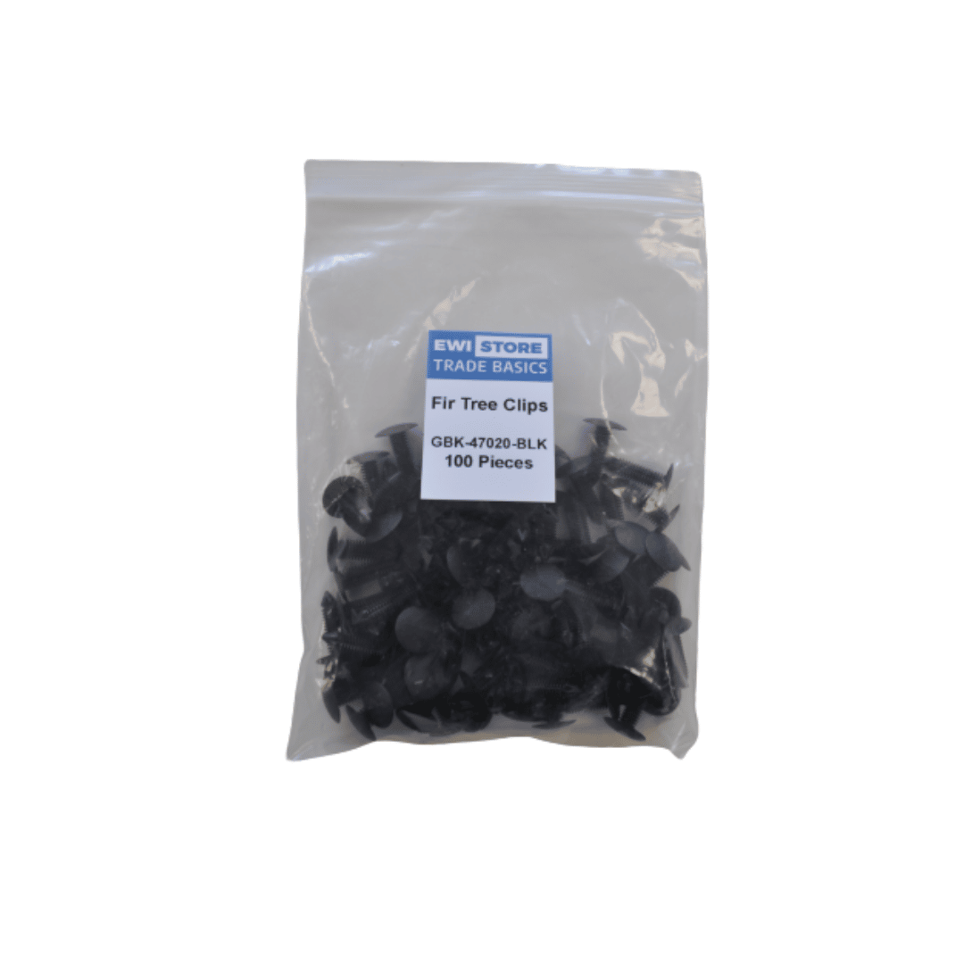 thumbnail image 2 of 20x Black Plastic Fir Tree Trim Clips – 6mm Hole, 18mm Head – EJ-parts PL-2128A 2 of 5