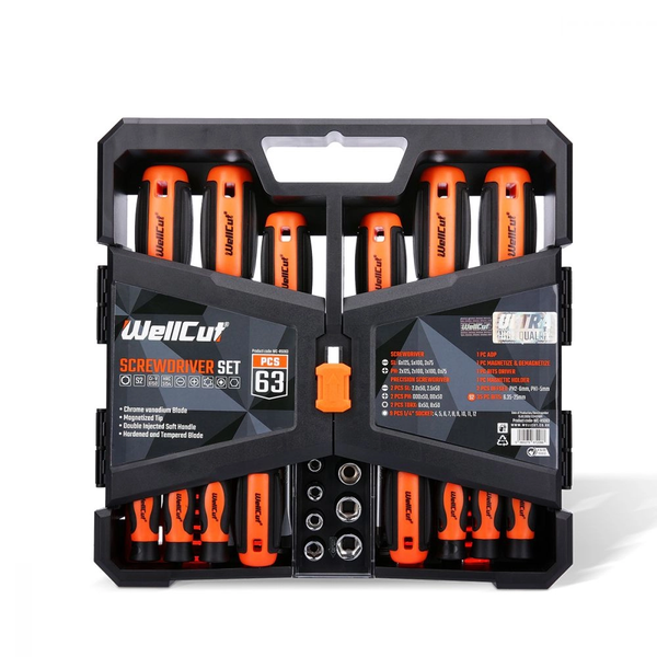 WellCut Wellcut - Universal Ratchet & Screwdriver Set (63 Pieces)