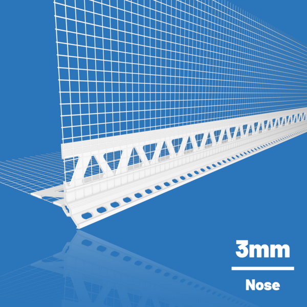 Likov uPVC Render Corner Bead with Mesh and Nose (2.5m) 3mm Single Bead