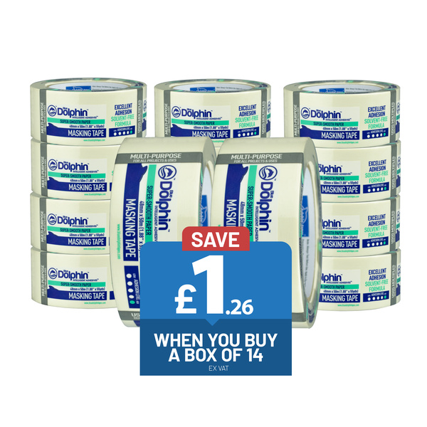 Blue Dolphin Blue Dolphin - Masking Tape 30mm x 50m Box of 14 Tapes Box of 14 Tapes