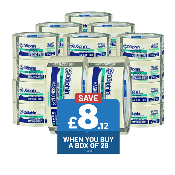 Blue Dolphin Blue Dolphin - Masking Tape 30mm x 50m Box of 28 Tapes Box of 28 Tapes