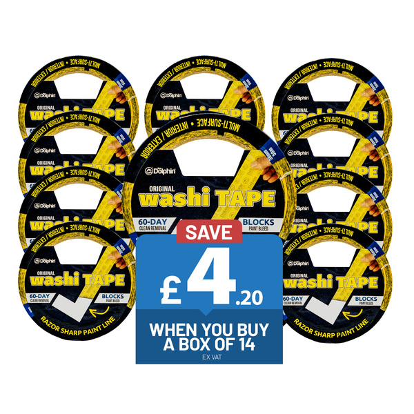 Blue Dolphin Washi Ultra Premium Painters Tape (30mm x 50m) Box of 14 Tapes Box of 14 Tapes