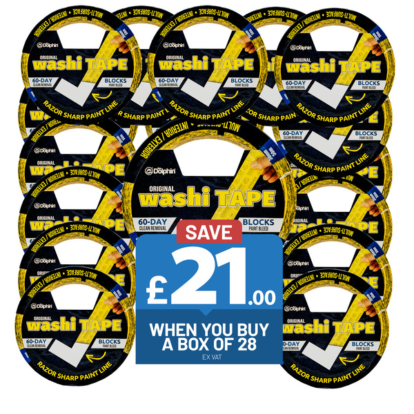 Blue Dolphin Washi Ultra Premium Painters Tape (30mm x 50m) Box of 28 Tapes Box of 28 Tapes