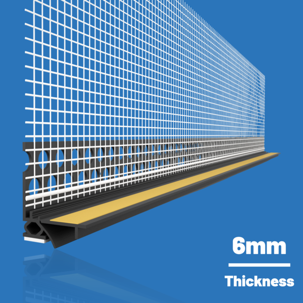 Likov Window Reveal Bead with Protective Lip & Mesh – Anthracite (6mm) – 2.6m Single Bead