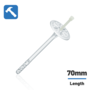 Wkret-Met 10mm Hammer Fixing with Plastic Pin & Short Expansion Zone - 70mm 70mm