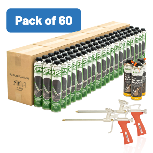 EWI Pro EPS Adhesive - Bulk Bundles - Pack of 60 Pack of 60 (60x EWI-240+ 3x EWI-243C + 2x Foam Gun)