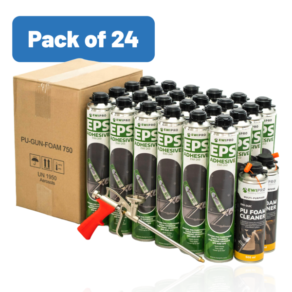 EWI Pro EPS Adhesive - Bulk Bundles - Pack of 24 Pack of 24 (24x EWI-240 + 2x EWI-243C + 1x Foam Gun)