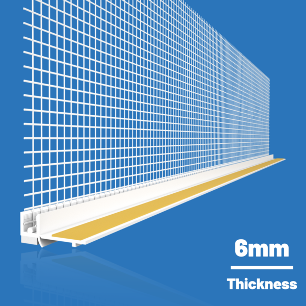 Likov White Window Reveal Bead with Protective Lip, Sponge & Mesh (6mm) – 2.4m Single Bead