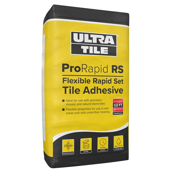 Ultra Tile ProRapid RS - Flexible Rapid Set Tile Adhesive - 20kg Grey Pallet of 50 Bags Grey Pallet of 50 Bags