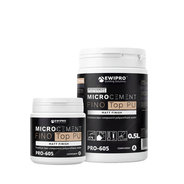 Microcement FINO Top PU (PRO-605) 600ml Set (500ml Component A + 100ml Component B) 600ml Set (500ml Component A + 100ml Component B)