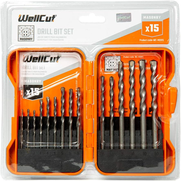 WellCut  WellCut - Masonry Drill Bit Set 15 Pieces