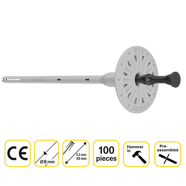 EWI Pro EWI Pro - 8mm Plastic Insulation Fixing - 135mm (100 pieces)