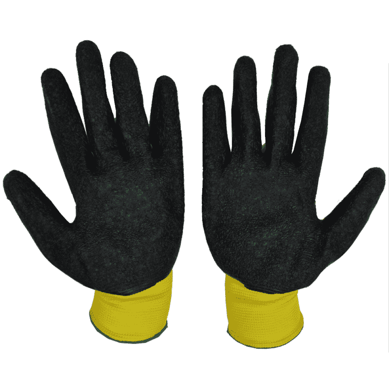 Yellow latex work gloves