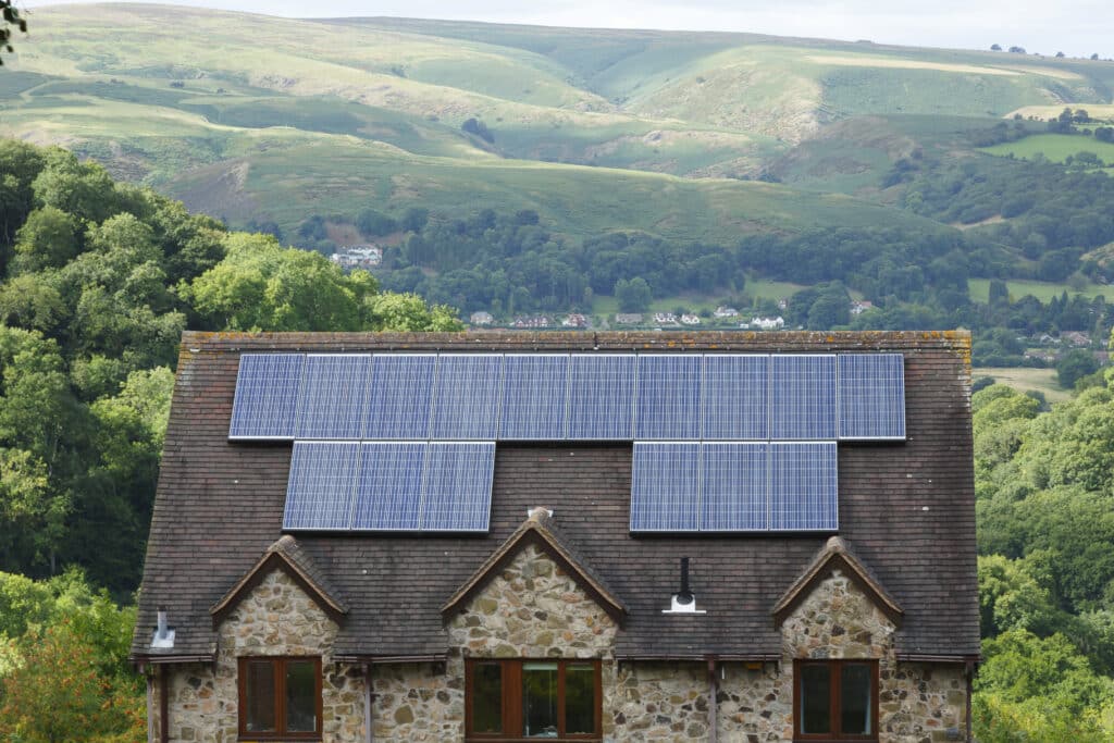 Farm cottage with solar panels